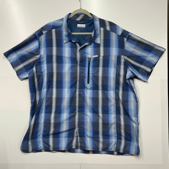 Columbia Other - Columbia Mens Omni-Shade Blue Plaid Short Sleeve Button Down Shirt XXL vented